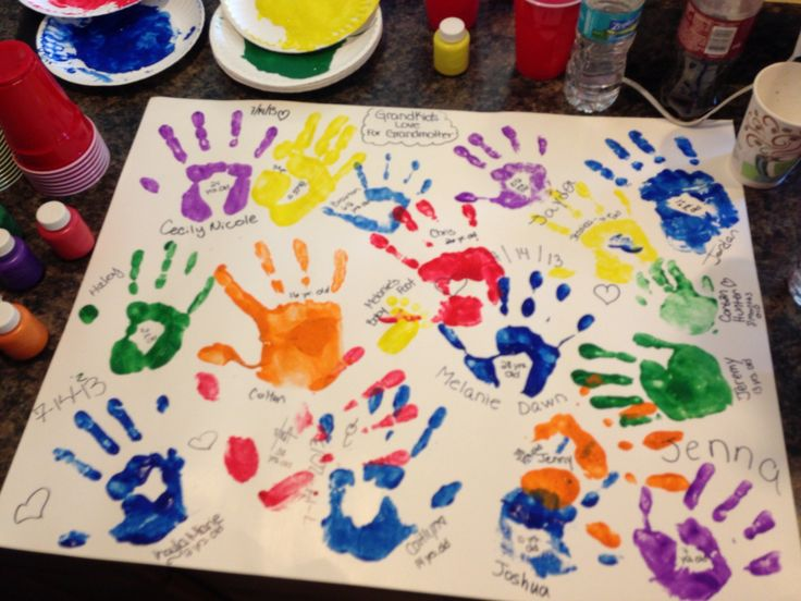 Child’s handprint art turned into a colourful tree with paint